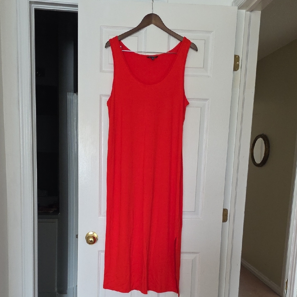 George Bright Red Sleeveless Midi Dress